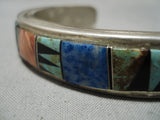 Extremely Thick Heavy!! Vintage Native American Navajo Inlay Turquoise Sterling Silver Bracelet-Nativo Arts