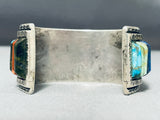 Unique Stone Shape Vintage Native American Navajo Turquoise Inlay Sterling Silver Bracelet-Nativo Arts