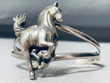 Rare Running Horse Vintage Southwest Sterling Silver Bracelet Cuff-Nativo Arts