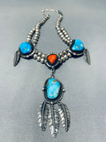 One Of Most Unique Ever Vintage Native American Navajo Choker Turquoise Sterling Silver Necklace-Nativo Arts