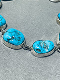 Superb Native American Navajo Signed 8 Sleeping Beauty Turquoise Sterling Silver Bracelet-Nativo Arts