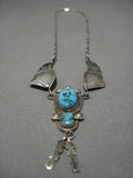 Striking Vintage Navajo Turquoise Sterling Silver Native American Necklace-Nativo Arts