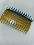 Marvelous Vintage Native American Navajo Kingman Turquoise Sterling Silver Hair Comb-Nativo Arts