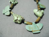 Amazing Vintage Native American Navajo Green Spiderweb Turquoise Heishi Necklace Old-Nativo Arts