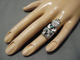Quality Earlier Vintage Native American Navajo Turquoise Sterling Silver Kachina Ring Old-Nativo Arts