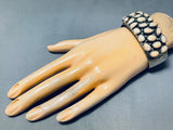 Most Unique Vintage Native American Navajo Pink Shell Cluster Sterling Silver Bracelet-Nativo Arts