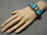 Incredible Vintage Native American Navajo Bisbee Turquoise Sterling Silver Bracelet Old-Nativo Arts