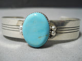 Rare Sky Blue Turquoise Vintage Native American Navajo Sterling Silver Bracelet-Nativo Arts