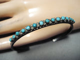 Fantastic Vintage Native American Navajo Blue Gem Turquoise Sterling Silver Bracelet Old-Nativo Arts