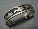 Quality Aaron John Vintage Native American Navajo Hummingbird Sterling Silver Bracelet-Nativo Arts