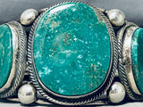 Signed 122 Gram Native American Navajo Gilbert Turquoise Sterling Silver Bracelet-Nativo Arts