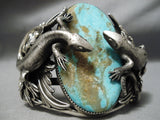 Huge Navajo Lizards Turquoise Sterling Silver Native American Bracelet-Nativo Arts
