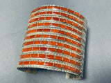 One Of The Tallest Coral Sterling Silver Native American Zuni Bracelet Ever-Nativo Arts