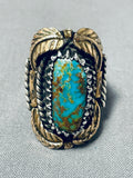 Unique Vintage Native American Navajo Royston Turquoise Sterling Silver & Goldfill Ring-Nativo Arts