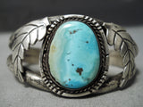 Incredible Vintage Native American Navajo Pilot Mountain Turquoise Sterling Silver Bracelet-Nativo Arts