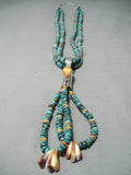 Native American Important Dan Coriz Santo Domingo Green Turquoise Sterling Silver Necklace-Nativo Arts