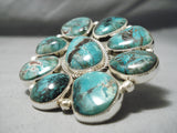 One Of The Biggest Native American Navajo Smokey Bisbee Turquoise Sterling Silver Ring-Nativo Arts