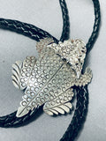 Signed Important Native American Navajo Sterling Silver Toad Bolo Tie-Nativo Arts