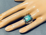 Vivid Turquoise Carico Lake Vintage Native American Navajo Sterling Silver Ring-Nativo Arts