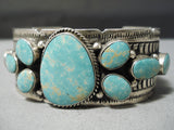 Puddles Of Turquoise Vintage Native American Navajo Sterling Silver Bracelet-Nativo Arts
