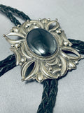 Fascinating Native American Navajo Hematite Sterling Silver Bolo-Nativo Arts