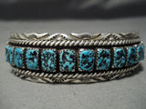 Quality Detailed!! Vintage Native American Navajo Squared Turquoise Sterling Silver Bracelet-Nativo Arts