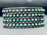 Snake Eyes Turquoise Vintage Quad Row Native American Zuni Sterling Silver Bracelet-Nativo Arts