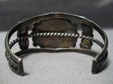 Museum Vintage Native American Navajo Squared Green Turquoise Sterling Silver Bracelet Old-Nativo Arts