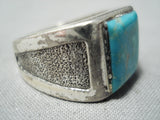 Incredible Men's Vintage Native American Navajo Squared Turquoise Sterling Silver Ring-Nativo Arts