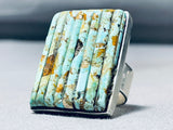 Important Vintage Native American Navajo Royston Turquoise Sterling Silver Inlay Ring-Nativo Arts
