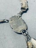 Superior Vintage Native American Navajo Morenci Turquoise Sterling Silver Necklace Signed-Nativo Arts