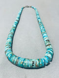 Native American Traditional Vintage Santo Domingo Turquoise Sterling Silver Necklace-Nativo Arts