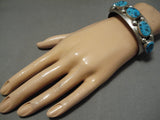 Museum Vitnage Native American Navajo Deep Blue Turquoise Sterling Silver Bracelet Old-Nativo Arts