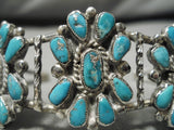 Amazing Vintage Native American Navajo Triple Turquoise Florals Sterling Silver Bracelet Cuff-Nativo Arts
