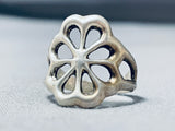 Impressive Vintage Native American Navajo Handcarved Sterling Silver Floral Ring-Nativo Arts