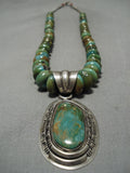 Best Vintage Native American Navajo Delbert Gordan Royston Turquoise Sterling Silver Necklace-Nativo Arts