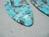 Colossal Native American Turquoise Slab Sterling Silver Earrings-Nativo Arts