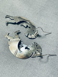 Important Native American Navajo Sterling Silver Kokopelli Earrings-Nativo Arts