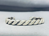 Heavy Thick Vintage Native American Navajo Sterling Silver Rope Heavy Bracelet-Nativo Arts