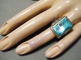 Huge Men's Vintage Native American Navajo Eagle Turquoise Sterling Silver Ring Old-Nativo Arts