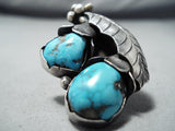 Yazzie Vintage Native American Navajo Morenci Turquoise Sterling Silver Ring Old-Nativo Arts