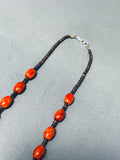 Native American Stunning Santo Domingo Coral Heishi Sterling Silver Necklace-Nativo Arts