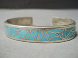 Rare Vintage Zuni Os Nacteva Turquoise Sterling Silver Native American Bracelet-Nativo Arts