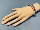 Marvelous Native American Navajo Coral Sterling Silver Bracelet Signed G. James-Nativo Arts