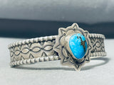 Impressive Native American Navajo Kingman Turquoise Sterling Silver Bracelet-Nativo Arts