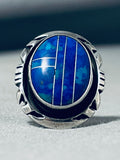 Mel Yazzie Vintage Native American Navajo Azurite Sterling Silver Ring-Nativo Arts
