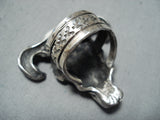 Heavy San Felipe Sterling Silver Cow Skull Ring Native American-Nativo Arts