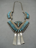 Amazing Vintage Zuni Native American Turquoise Sterling Silver Necklace-Nativo Arts
