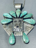 Native American Rare Apache Turquoise Vintage Navajo Sterling Silver Necklace-Nativo Arts