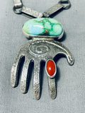 Quality Santo Domingo Carico Lake Turquoise Coral Sterling Silver Necklace-Nativo Arts